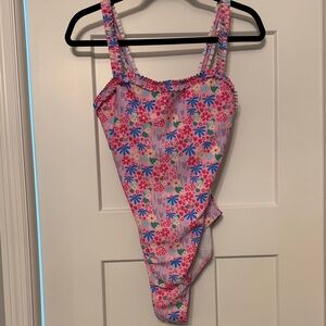 SHEIN Pink Floral One Piece Swimsuit